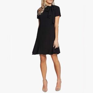 CeCe Black Midi Dress with Tie Detail